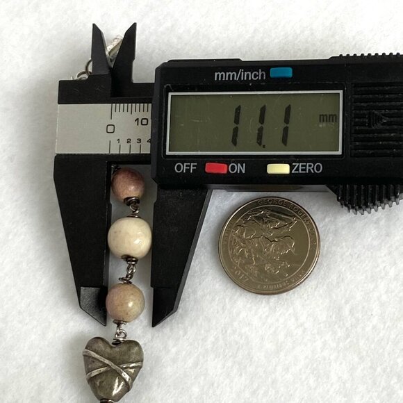 Sterling Silver 925 Italy Ceramic Beaded Pewter Heart Bow Bracelet - Picture 16 of 16